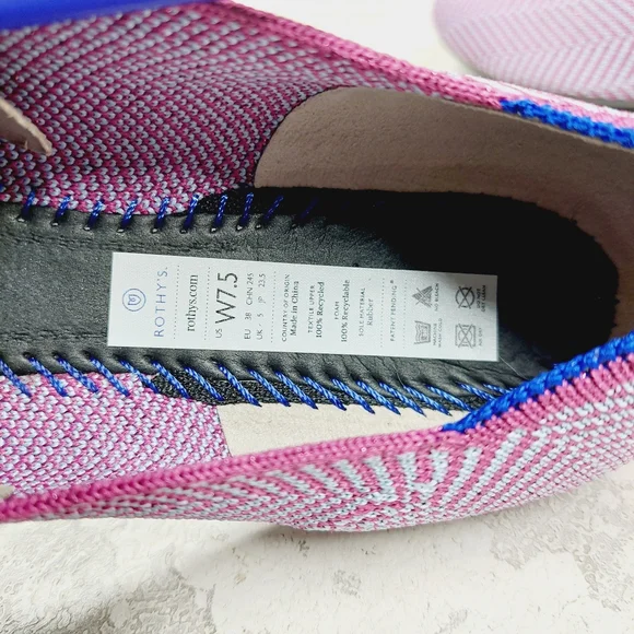 New Rothy's The Loafer Pink/Grey Stripes Slip On Round Toe Loafers E361 - Picture 7 of 8